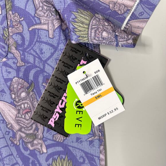 Psycho Tuna Tipsy Tiki Short Sleeve Button Up Shirt in Sodalite Blue - Picture 7 of 8